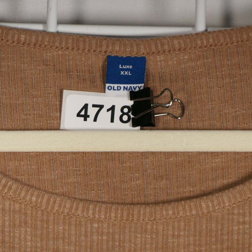 NEW Old Navy Top Womens XXL Brown Ribbed Tee T Shirt Stretch Blouse NWT $17 - Picture 6 of 6